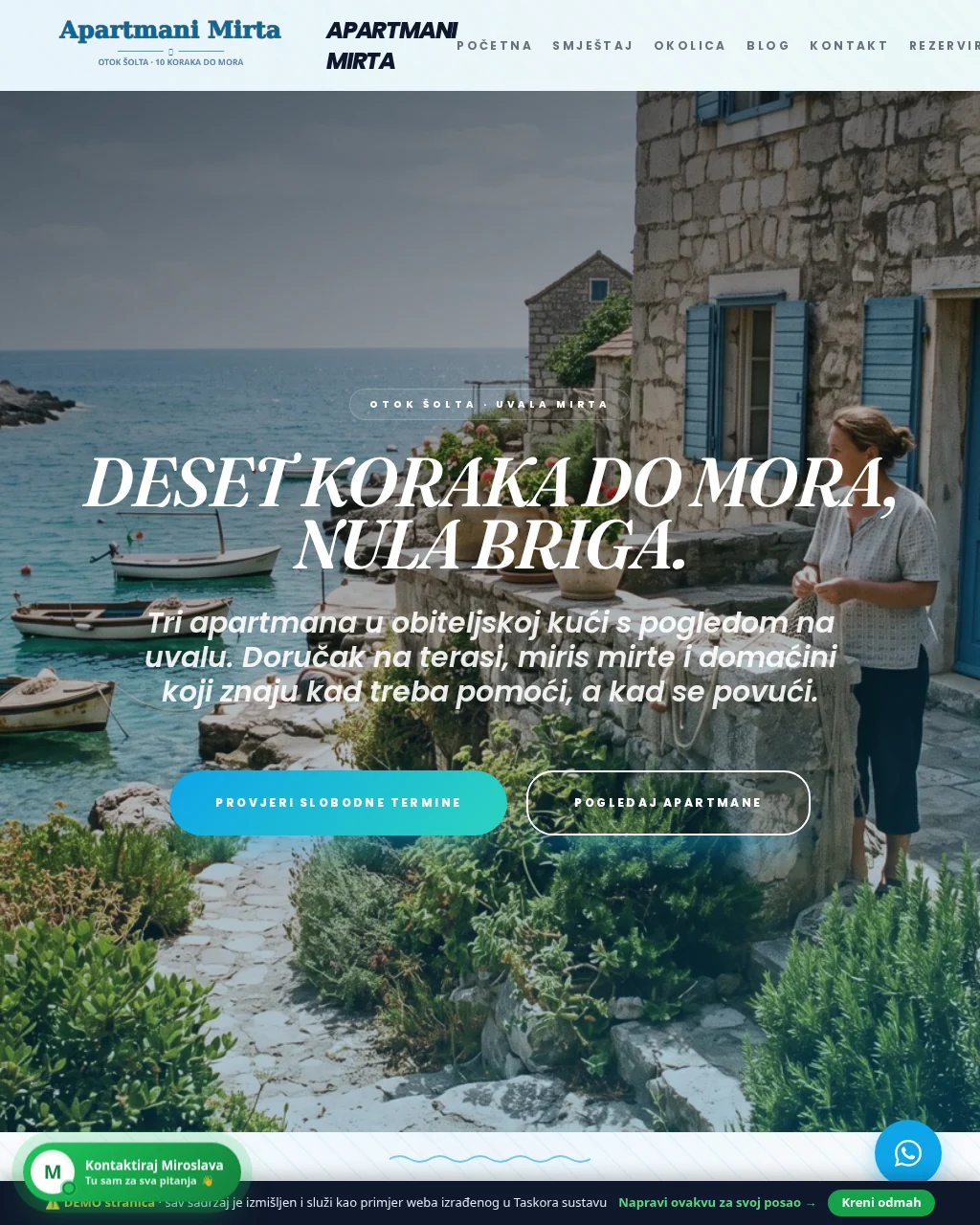 Primjer web stranice za apartmane